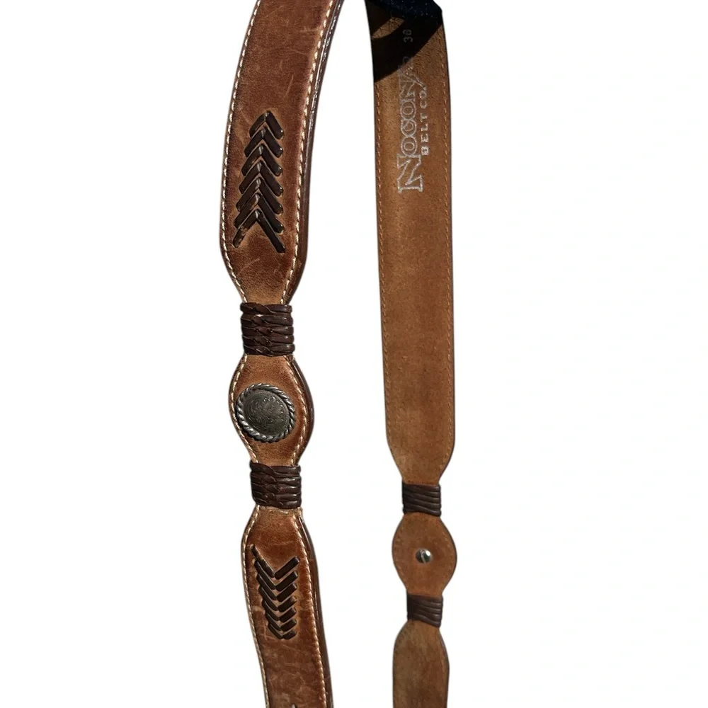 Noona Brown Leather Belt with Braided Detail - Picture 2 of 5